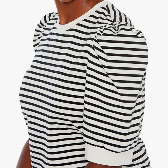 The Drop Women's Mariko Puff-Sleeve Crew-Neck Stretch Jersey T-Shirt, NIP - Picture 3 of 4